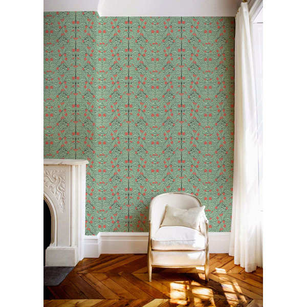 Mitchell Black Orange Bush Floral Wallpaper Roll by Mitchell Black